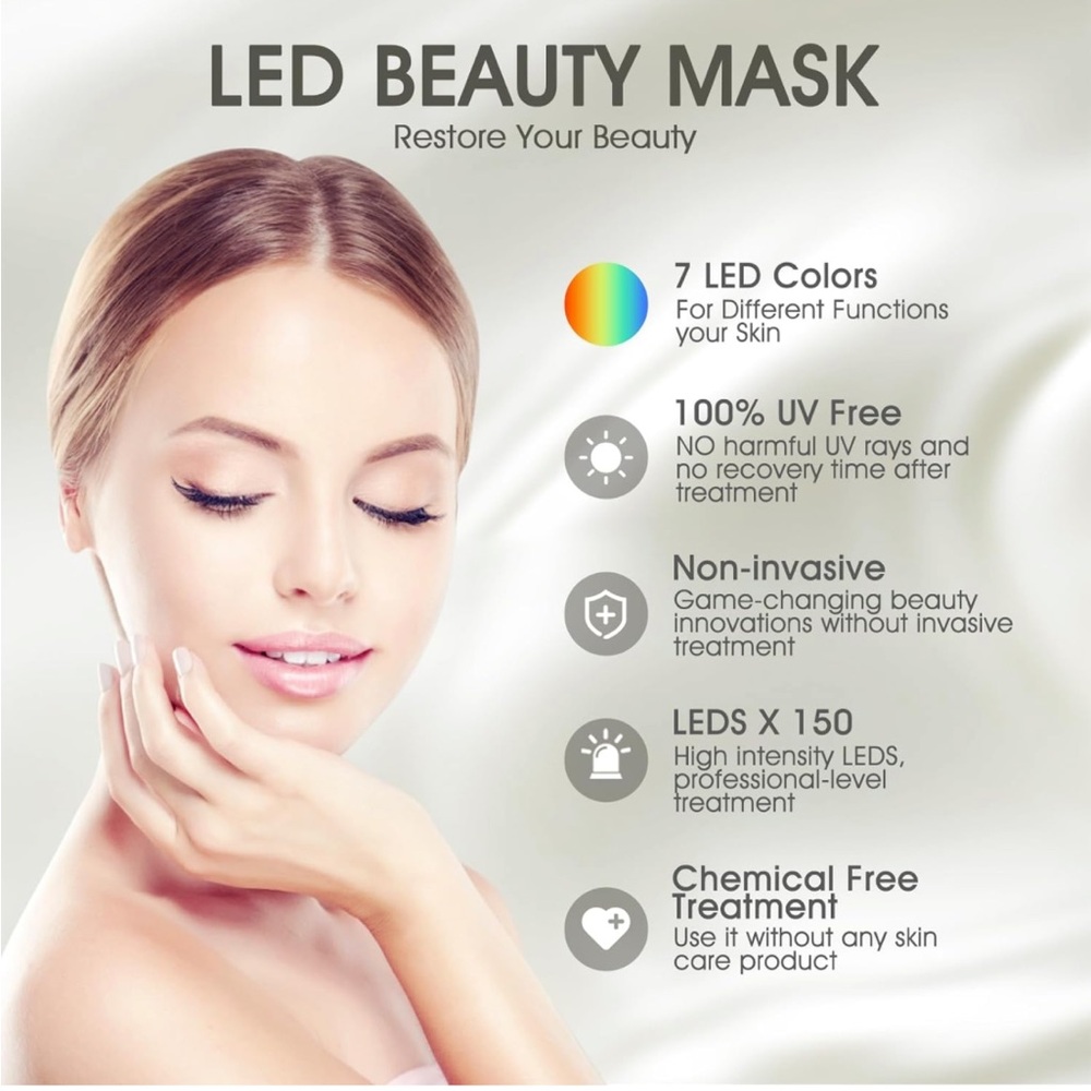 7 Color LED Face Mask- Light Therapy - Picture 7 of 14